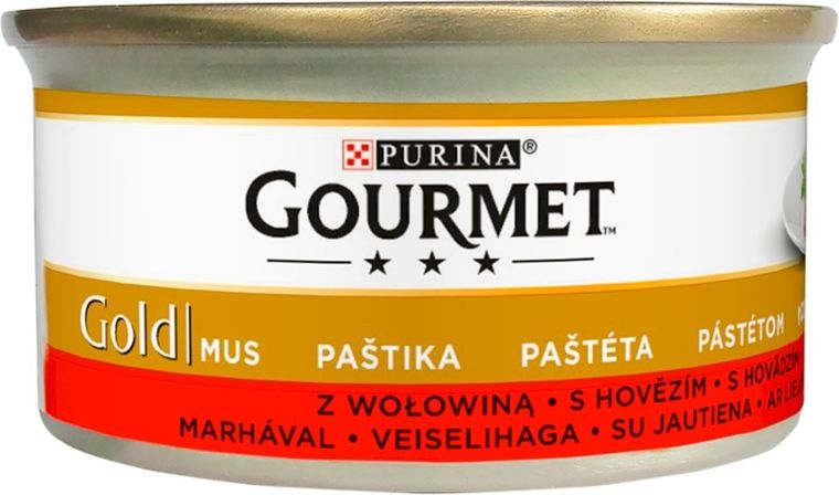 Purina, Gourmet Gold, mus z wołowiną, mokra karma dla kota, 85g