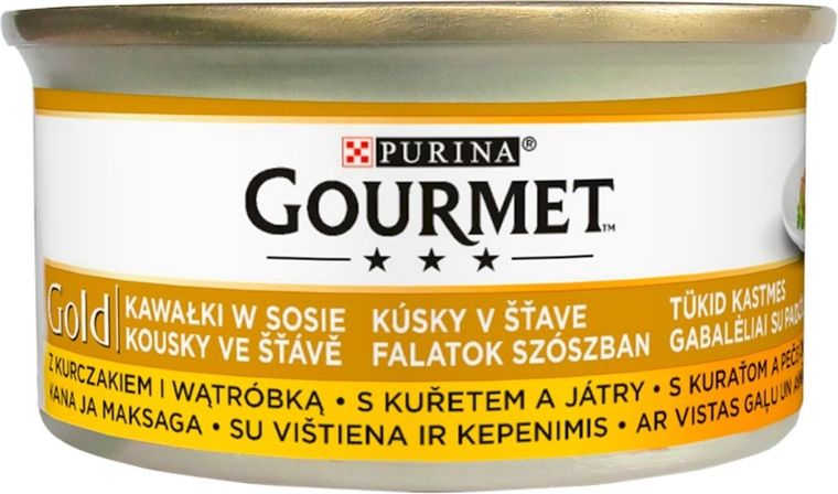 Purina, Gourmet Gold, sos, mokra karma dla kota, kurczak i wątróbka, 85g
