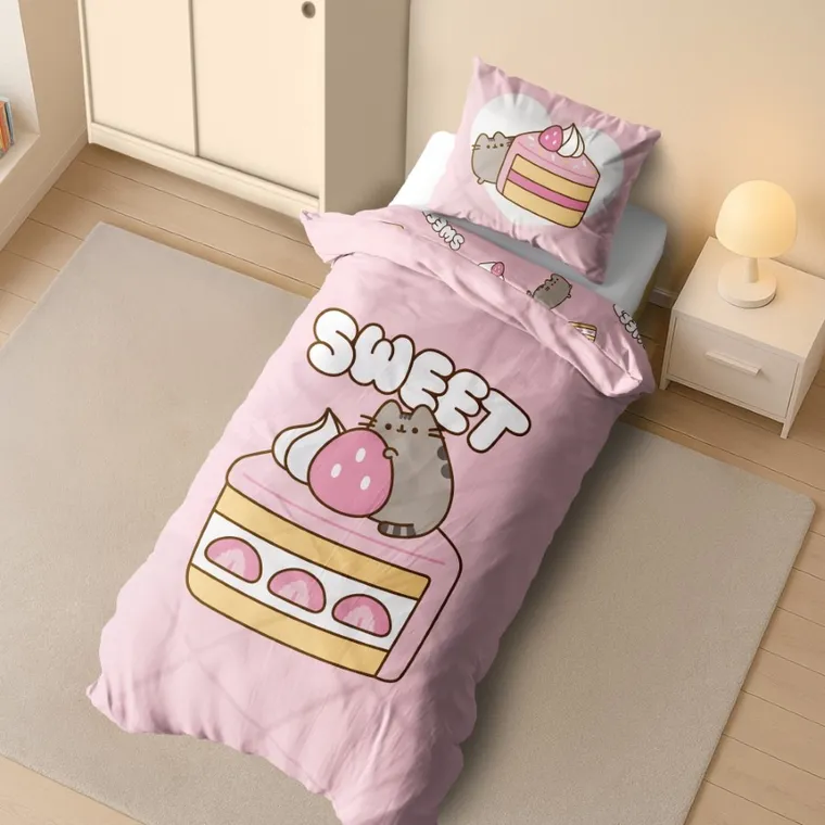 Pusheen, 2-częściowy komplet pościeli bawełnianej, 140-200 cm