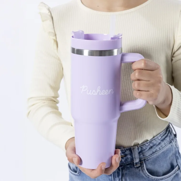Pusheen, kubek termiczny ze słomką, 880 ml