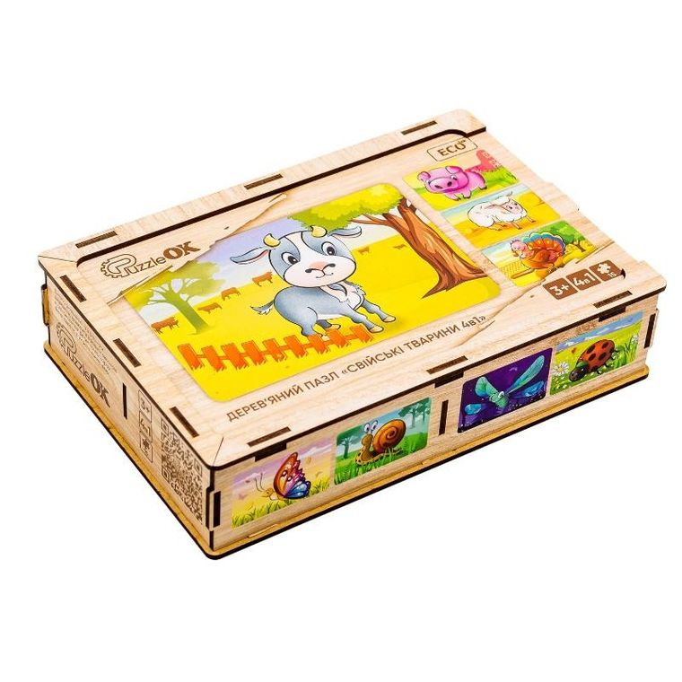 PuzzleOK, Zwierzęta domowe, puzzle drewniane 4w1