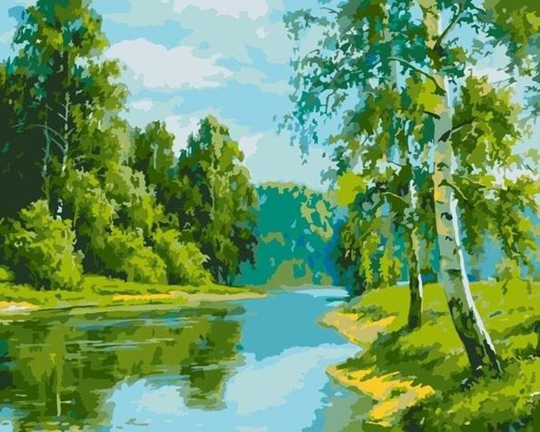 Qbee, malowanie po numerach, Brzozowa krawędź, 40-50 cm