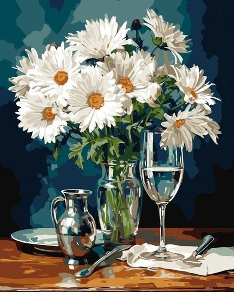 Qbee, malowanie po numerach, Stokrotki, 40-50 cm