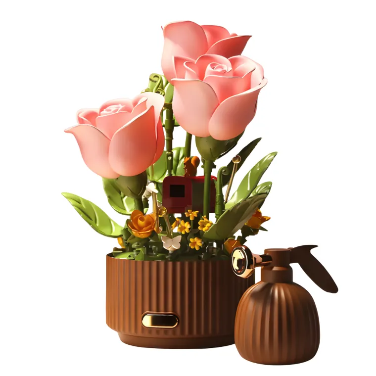 QBI, Blooming Roses, różowe róże, interaktywne klocki konstrukcyjne, 255 elementów