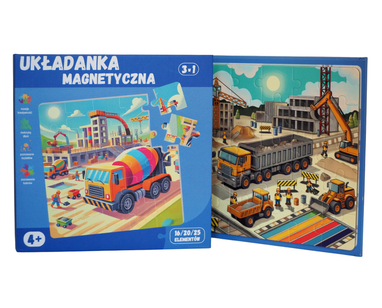 QBI, Budowa, puzzle magnetyczne, 16+20+25 elementów