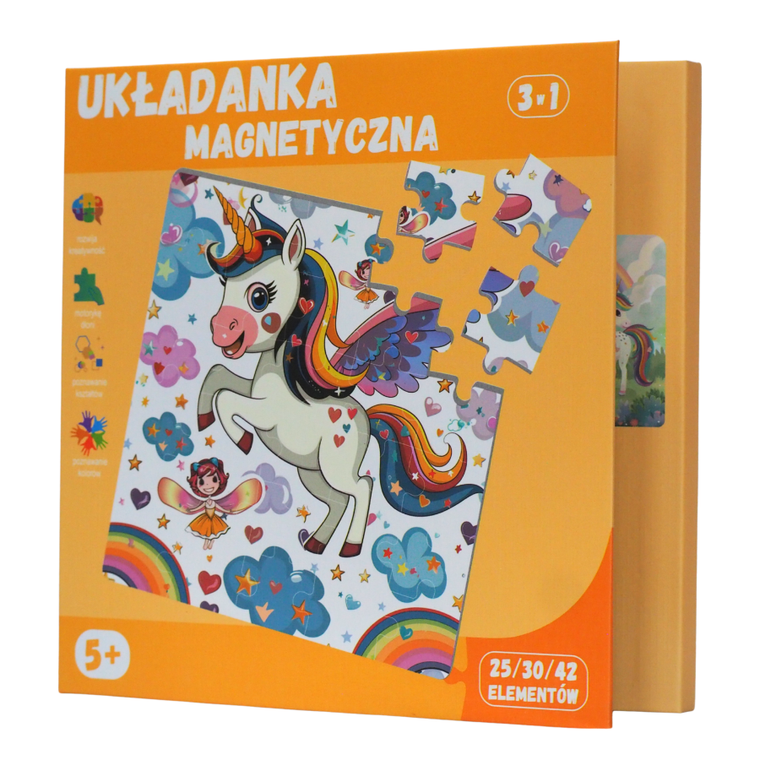 QBI, jednorożce, puzzle magnetyczne, 25+30+42 elementów