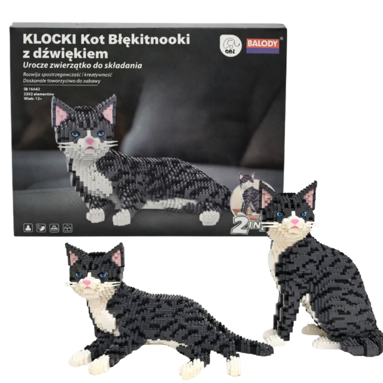 QBI, Kot 2w1 z dźwiękiem, klocki konstrukcyjne, 2302 elementów