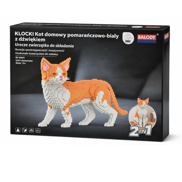 QBI, Kot 2w1 z dźwiękiem, klocki konstrukcyjne, 2341 elementów