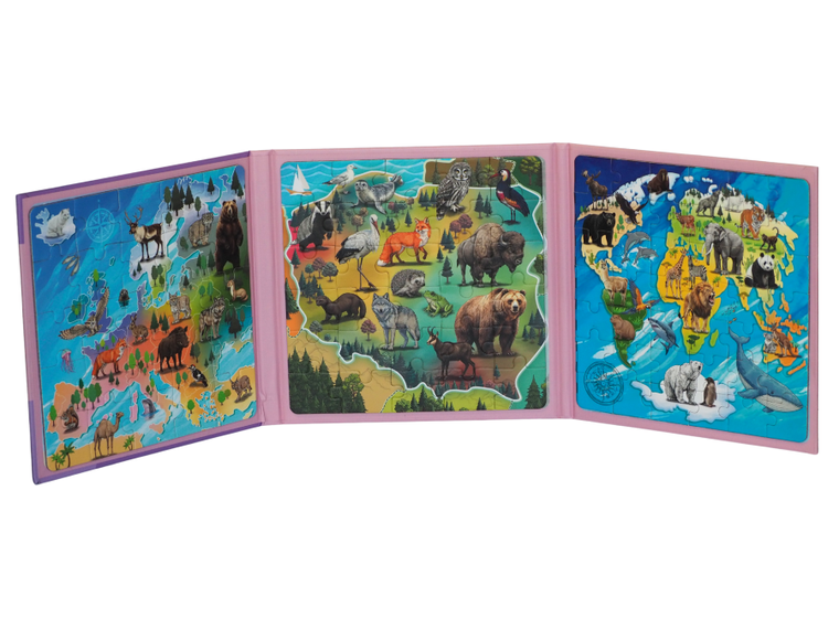 QBI, Mapy, puzzle magnetyczne, 25+30+42 elementy