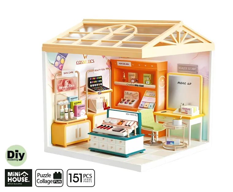 QBI, miniaturowy domek LED, salon pięknośći, puzzle 3D, 151 elementów