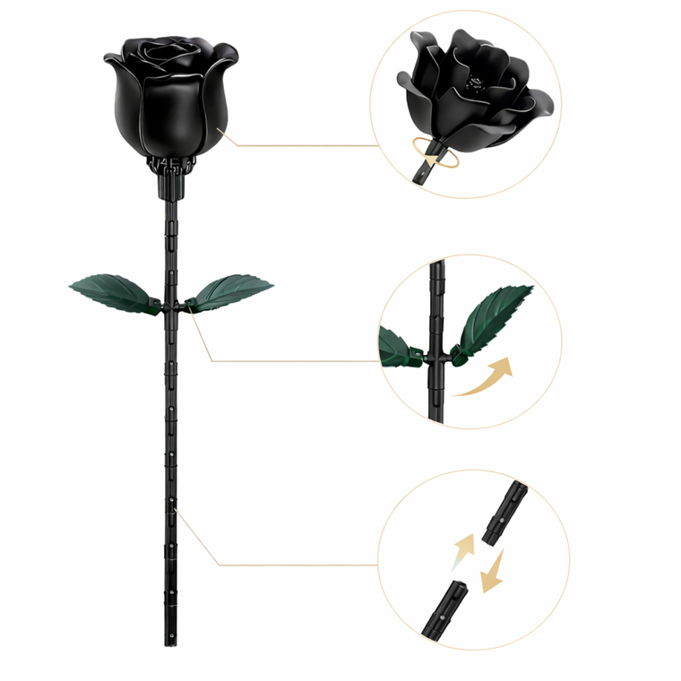 QBI, otwierana czarna róża, klocki konstrukcyjne, 45 elementów