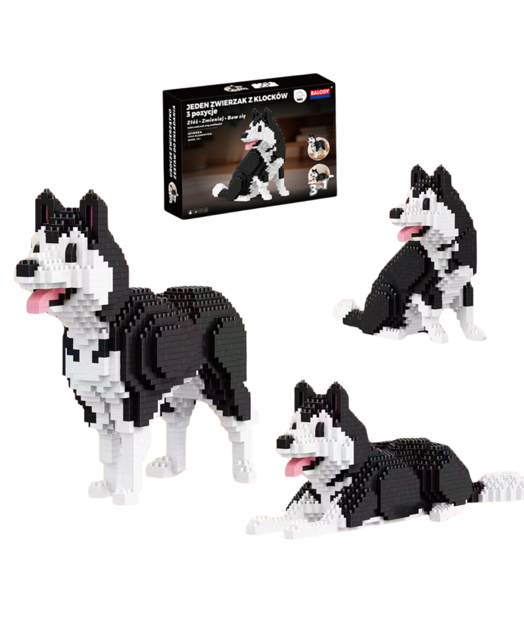 QBI, Pies Husky, 3w1, klocki konstrukcyjne, 1046 elementów