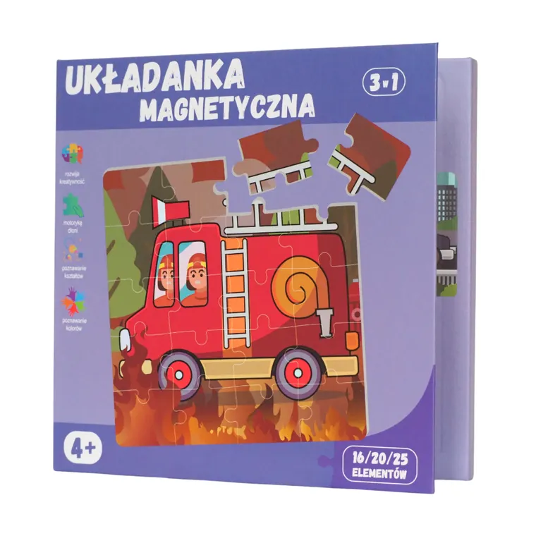 QBI, pojazdy uprzywilejowane, puzzle magnetyczne, 16+20+25 elementów