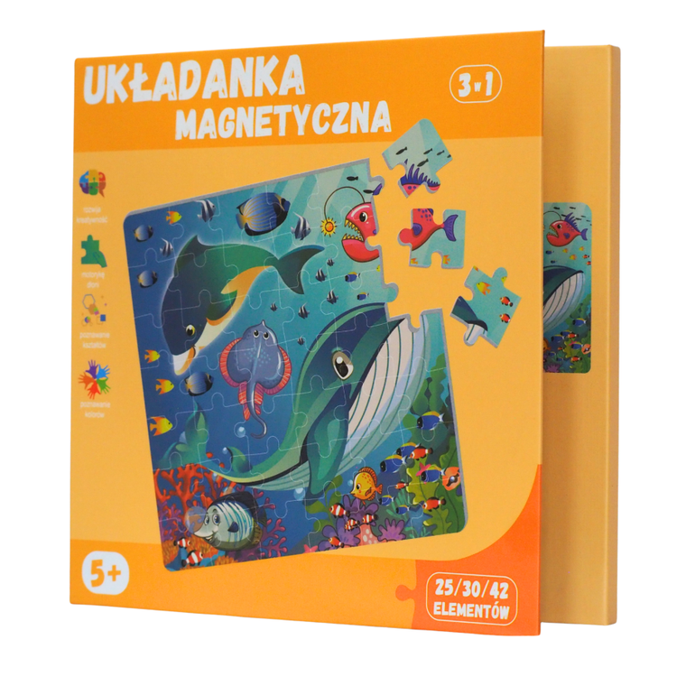 QBI, świat zwierząt, puzzle magnetyczne, 25+30+42 elementów