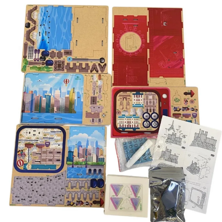 QBI, Uliczki Paryża, miniaturowy telewizor retro, podświetlenie LED, puzzle 3D, 98 elementów