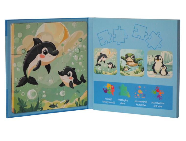 QBI, Zwierzęta morskie, puzzle magnetyczne, 9+12+16 elementów