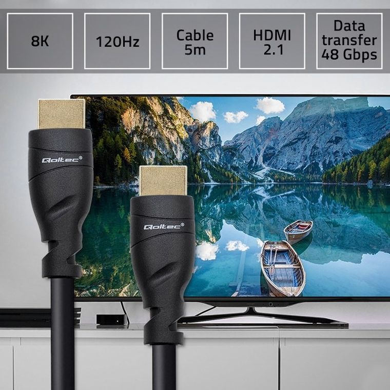 Qoltec, kabel HDMI V2.1 Ultra High Speed, czarny, 8K, 60 Hz, 26 AWG