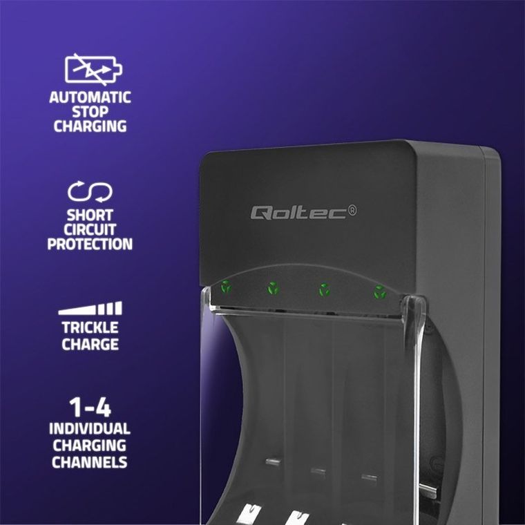 Qoltec, ładowarka do akumulatorków Ni-MH R03/AAA R06/AA, 300 mA