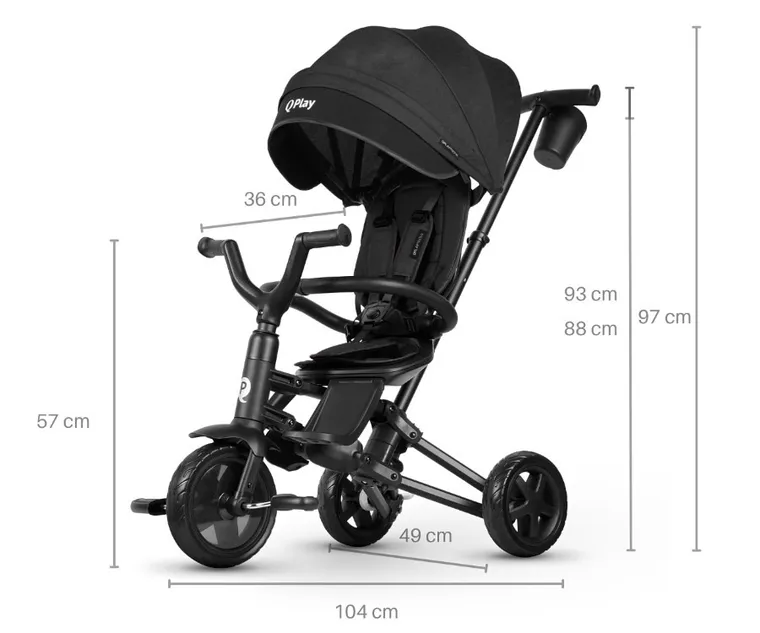 Qplay, Nova Niello, rowerek trójkołowy, Black