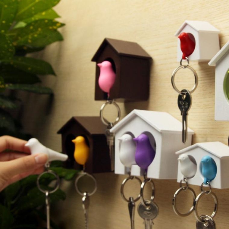 Qualy, Budka, wieszak na klucze, czarno-niebieski, 10091-BK-BU