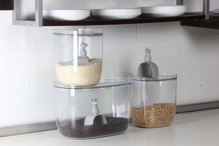 Qualy, Lucky Mouse, pojemnik do przechowywania, szary, 3,5l