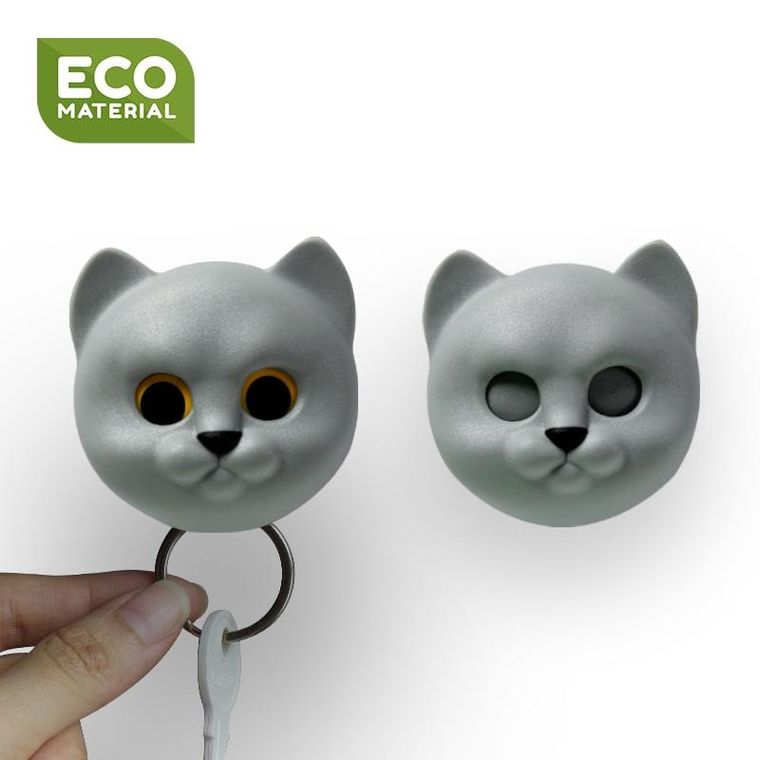 Qualy, Neko Cat, wieszak na klucze, grey