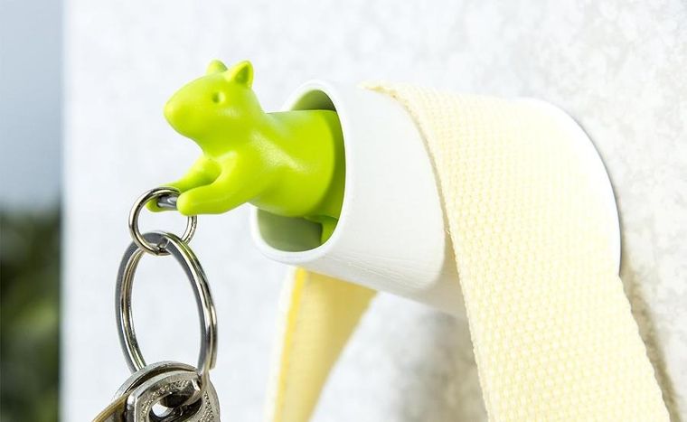 Qualy, Squirrel, wieszak na klucze z brelokiem, white-green