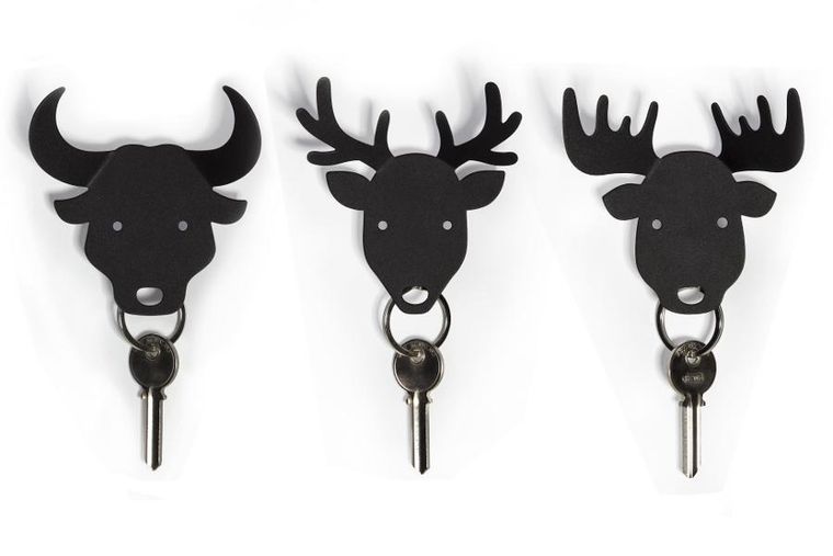 Qualy, wieszak na klucze, łoś, czarny