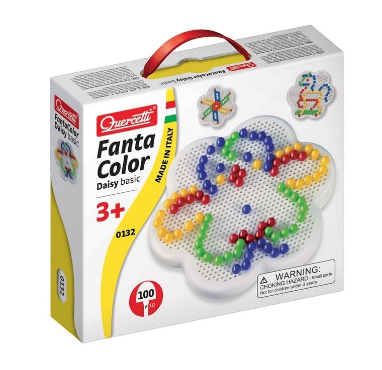 Quercetti, Zestaw kreatywny, Mozaika Fantacolor Daisy Basic, Wróbelek, 60 elementów, Ø-15