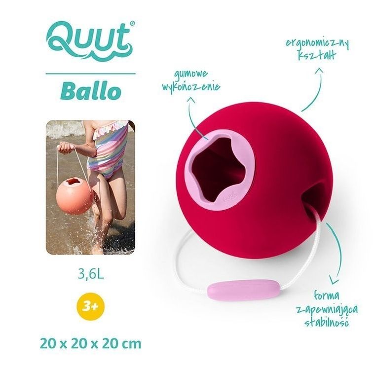 Quut, Ballo, wiaderko wielofunkcyjne, Cherry red + sweet pink