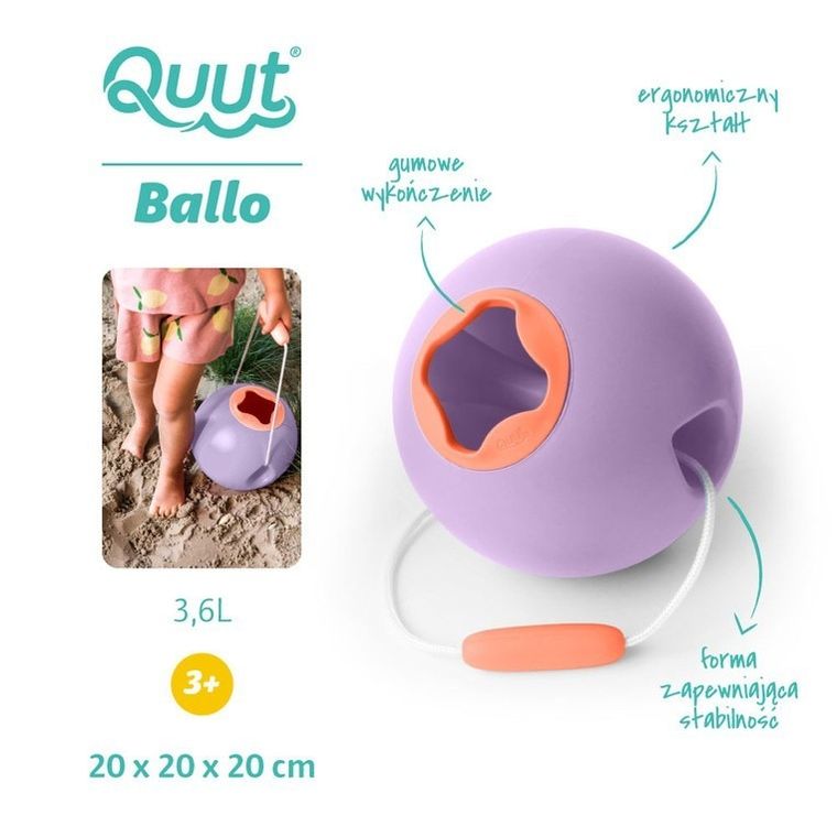 Quut, Ballo, wiaderko wielofunkcyjne do piasku, Lavender + peach