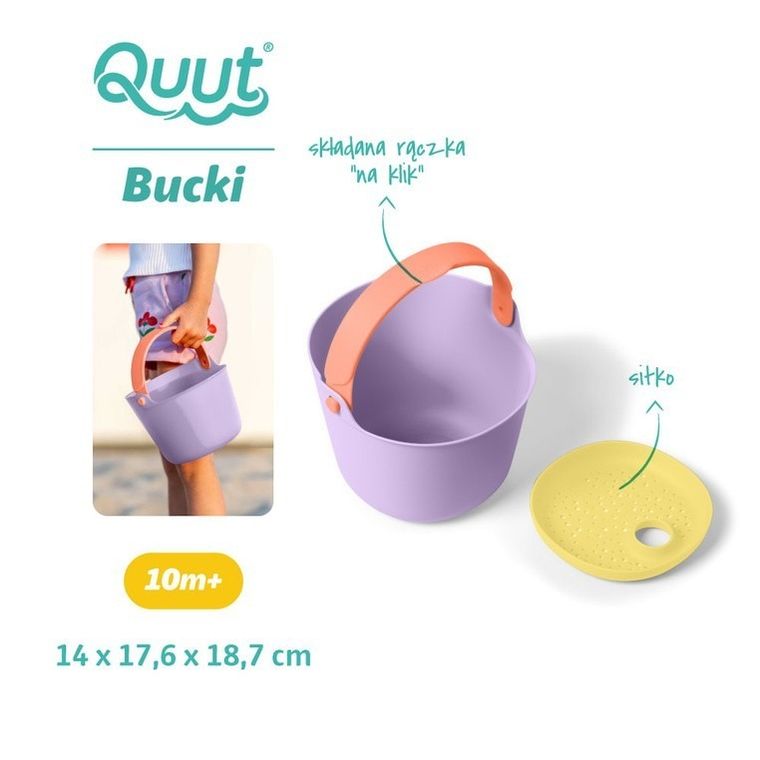 Quut, Bucki, wiaderko z sitkiem do piasku, Lavender + peach