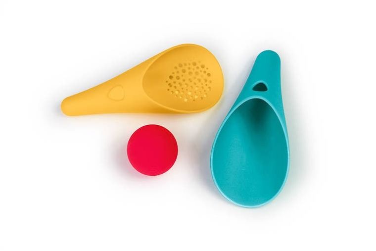 Quut, Cuppi, zestaw do piasku, 2 łopatki wielofunkcyjne z piłeczką, Banana Blue
