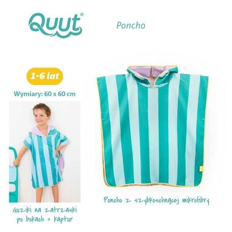 Quut, dwustronne poncho kąpielowe dla dzieci, Lagoon
