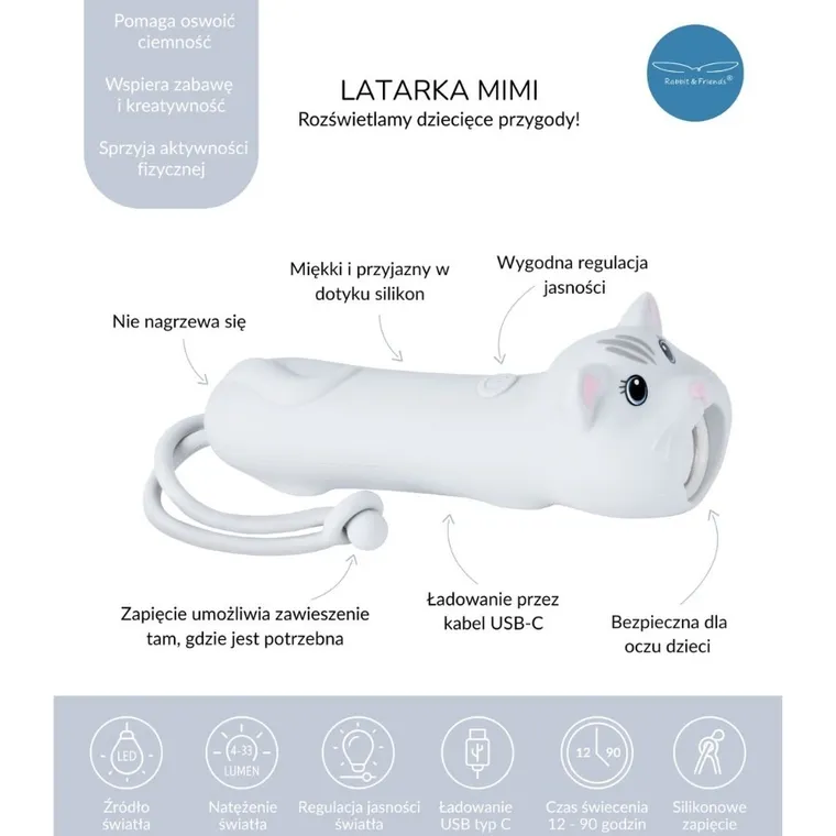 Rabbit & Friends, bezpieczna latarka, Kot Mimi