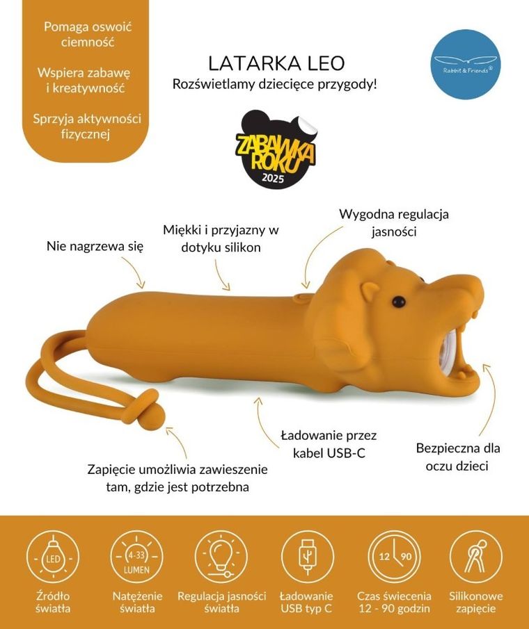 Rabbit & Friends, bezpieczna latarka, Lew Leo