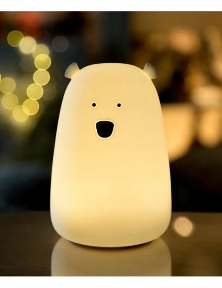 Rabbit & Friends, duży miś, lampka silikonowa, biała