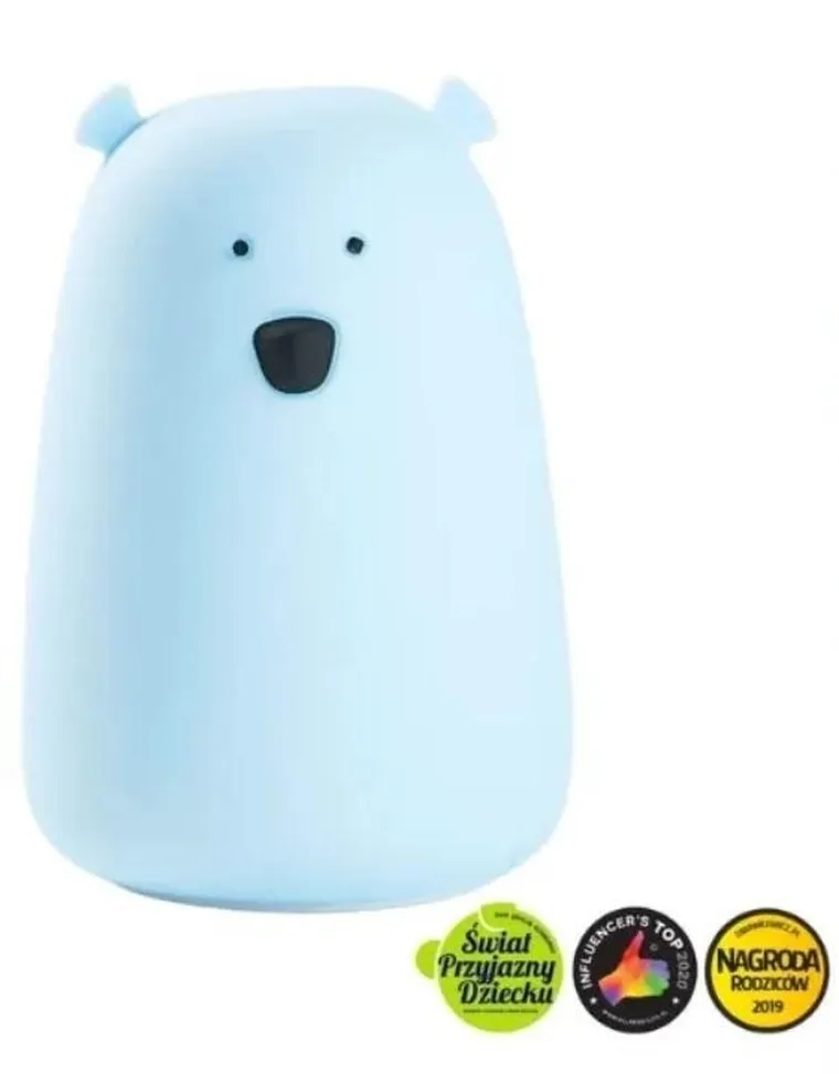 Rabbit & Friends, duży miś, lampka silikonowa, niebieska