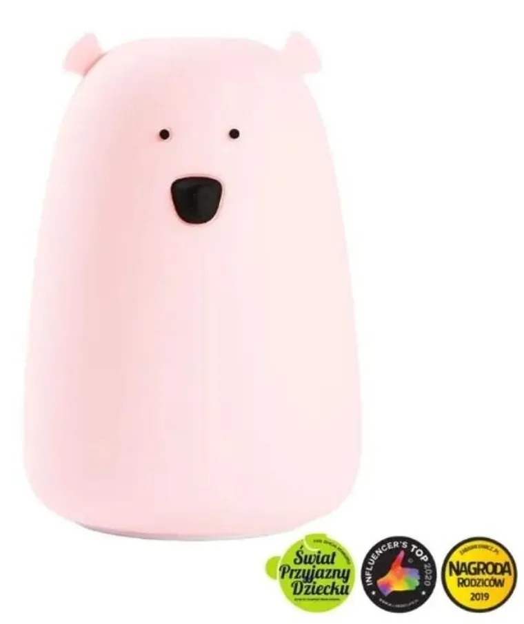 Rabbit & Friends, duży miś, lampka silikonowa, różowa