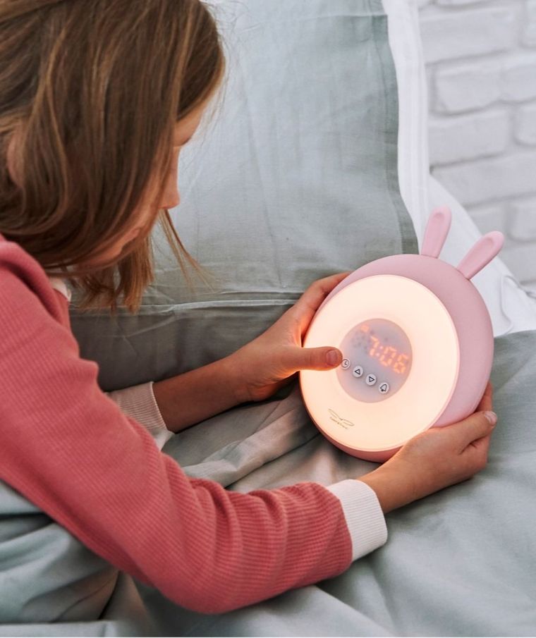 Rabbit & Friends, Królik, lampka budząca światłem, różowa