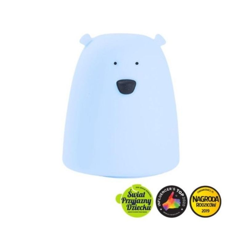 Rabbit & Friends, Miś mały, lampka silikonowa, niebieska