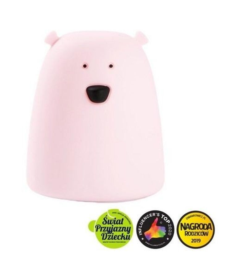 Rabbit & Friends, Miś mały, lampka silikonowa, różowa