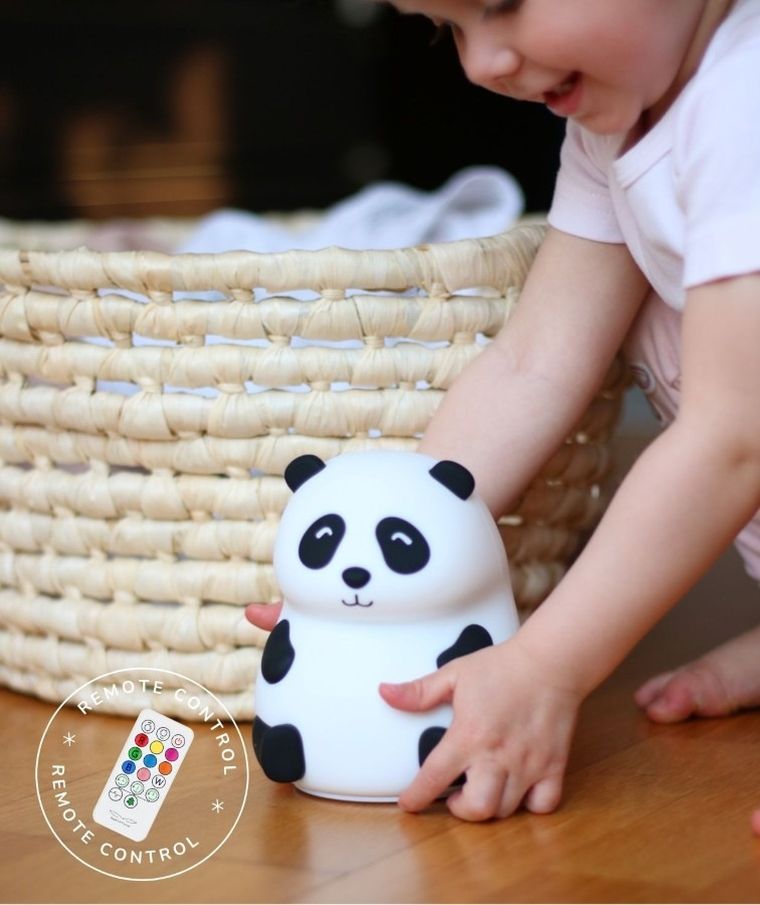 Rabbit & Friends, Panda, lampka silikonowa z pilotem, biała