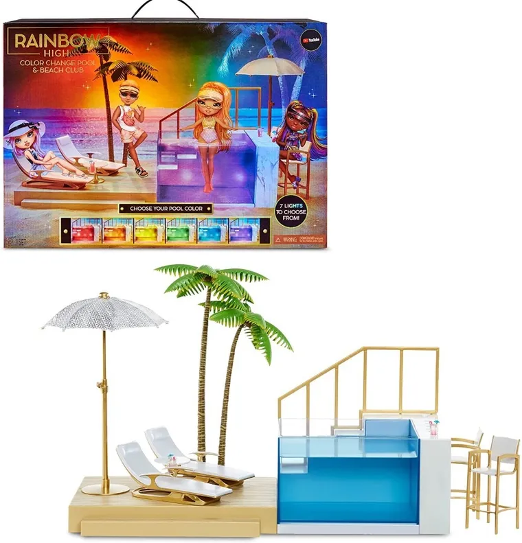 Rainbow High, Pool & Beach Club, zestaw z basenem zmieniającym kolory