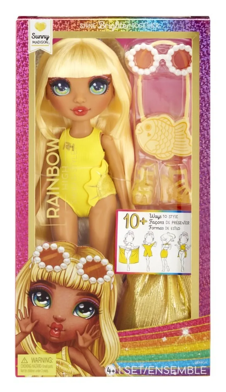 Rainbow High, Swim & Style Fashion Doll, Sunny, lalka modowa