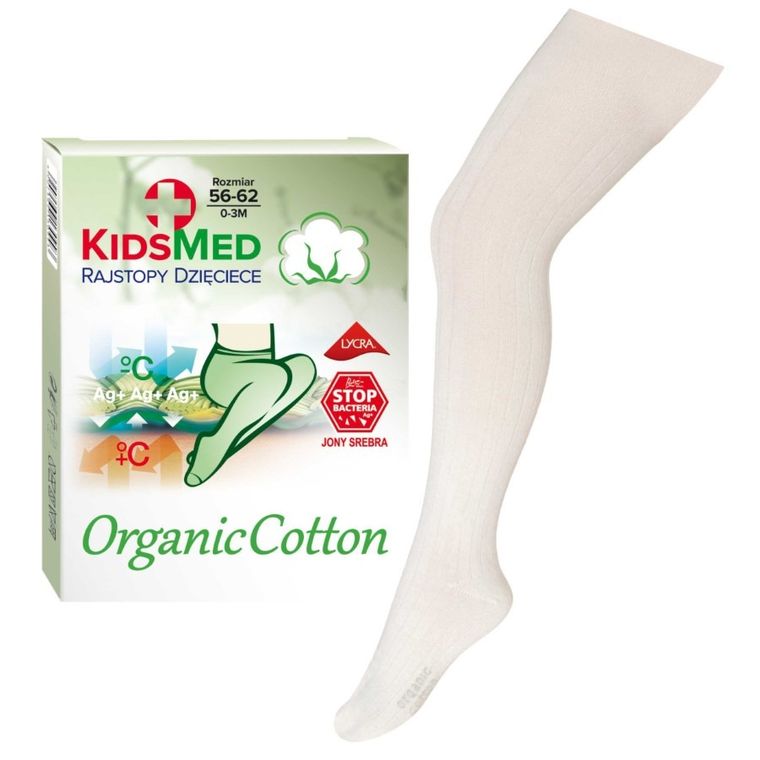 Rajstopy dziecięce, ecru, bawełna organiczna, KidsMed