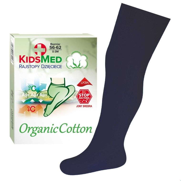 Rajstopy dziecięce, granatowe, bawełna organiczna, KidsMed
