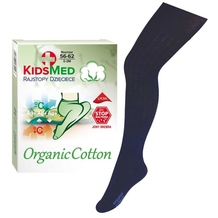 Rajstopy dziecięce, granatowe, bawełna organiczna, KidsMed