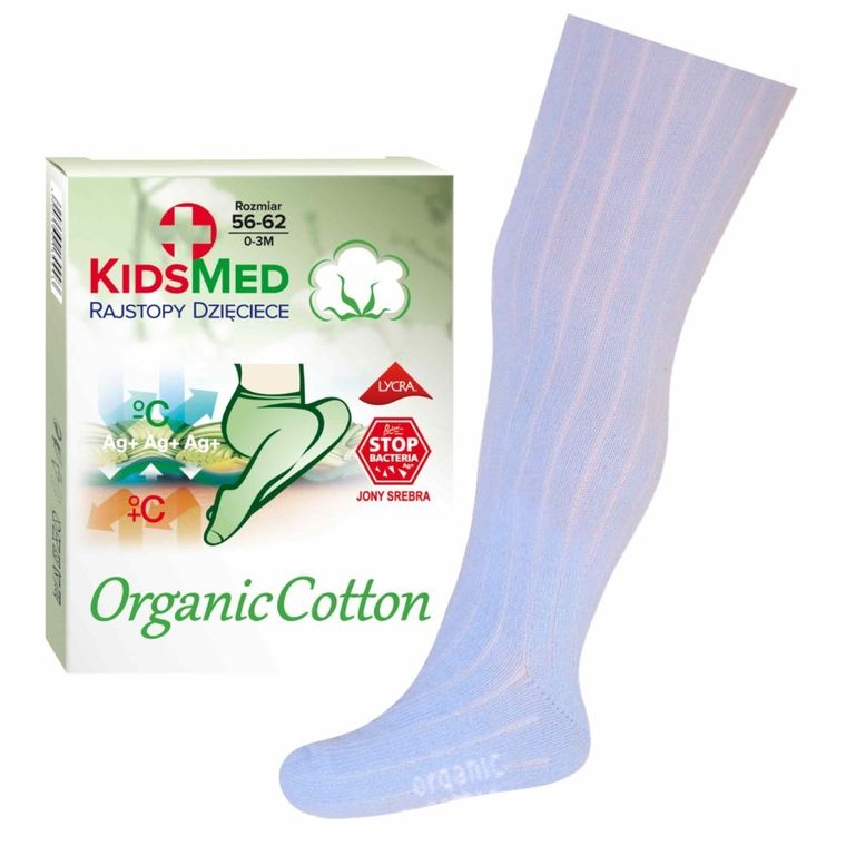 Rajstopy dziecięce, niebieskie, bawełna organiczna, KidsMed