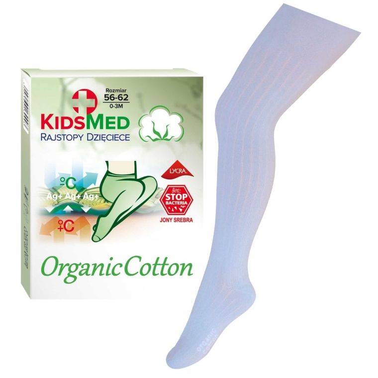 Rajstopy dziecięce, niebieskie, bawełna organiczna, KidsMed